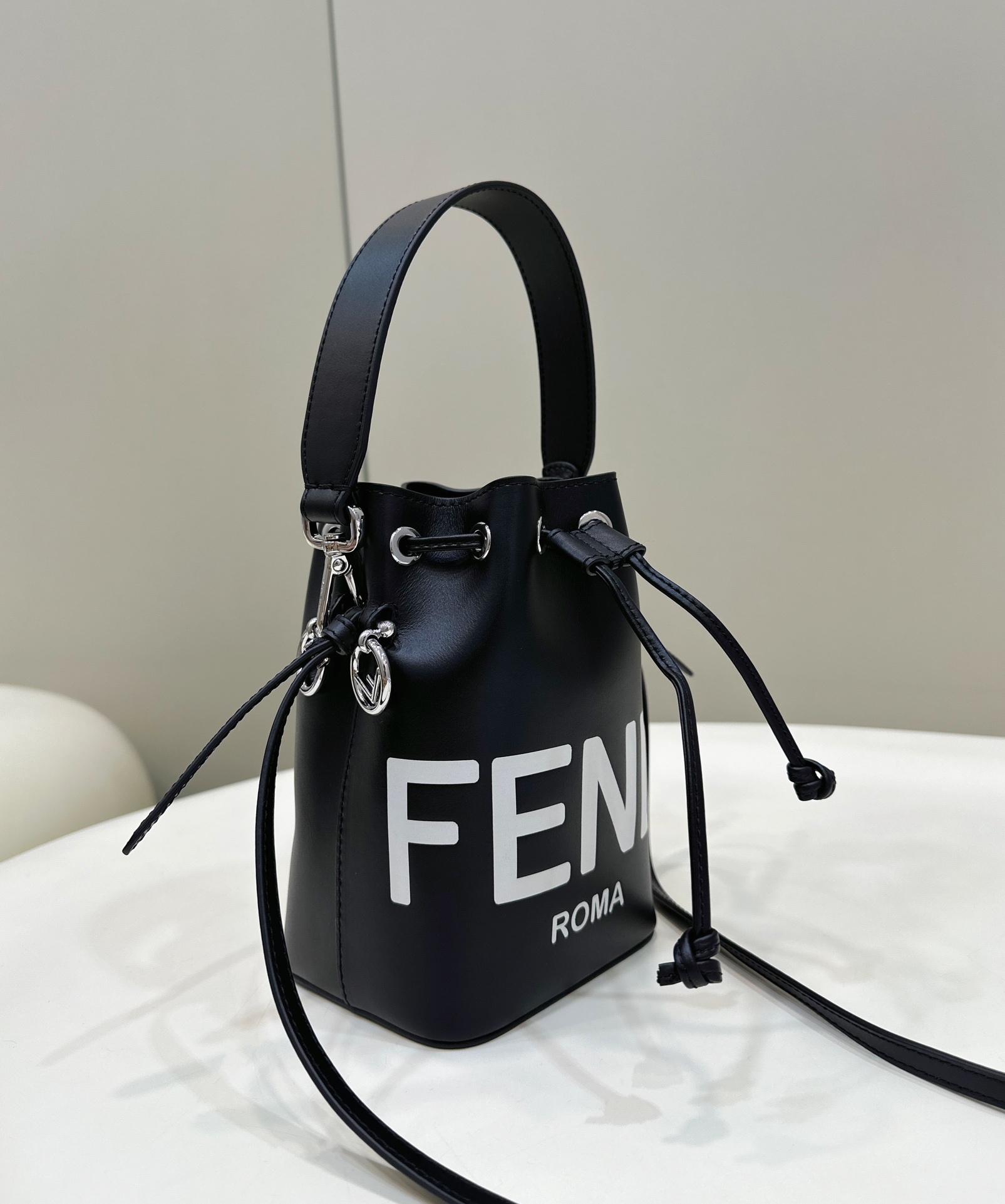 Fendi Mini Mon Tresor Leather Shoulder Bag Black